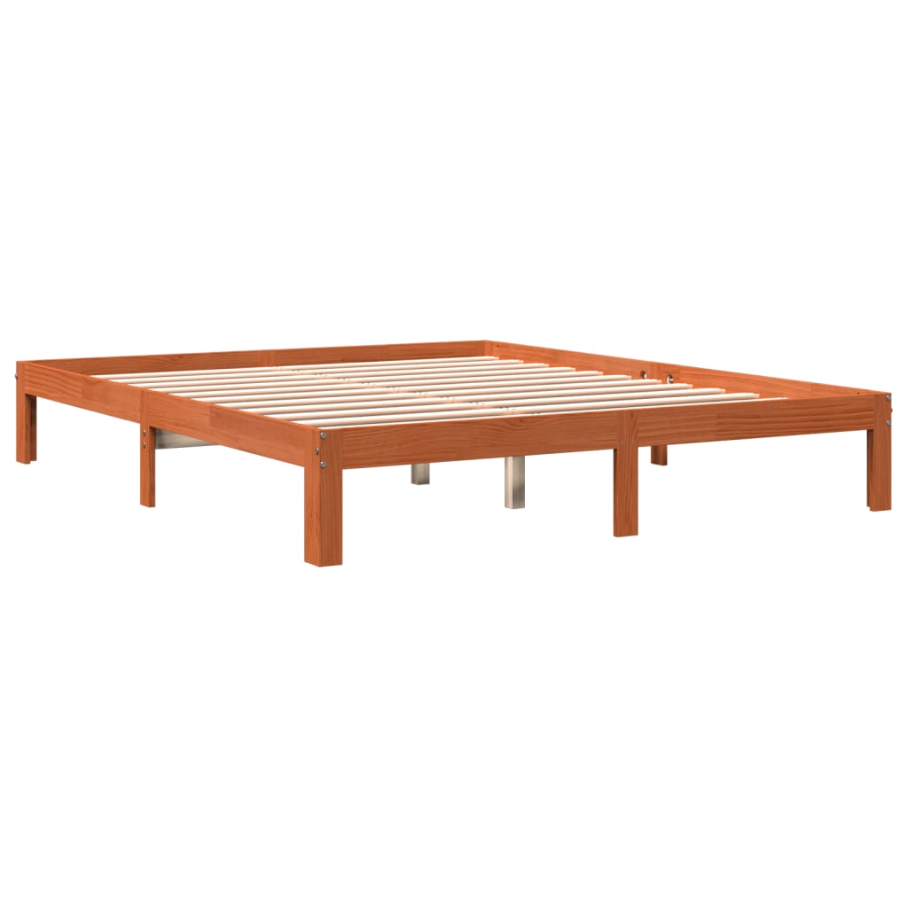 Solid wood bed without mattress wax brown 180x200 pinewood