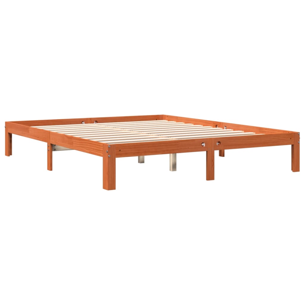 Solid wood bed without mattress wax brown 180x200 pinewood