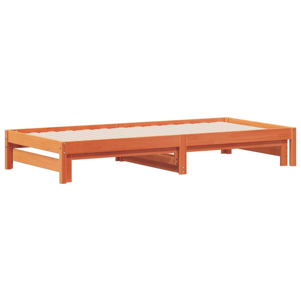 Daybed Extendable Wax Brown 90x200 cm Solid Pine Wood