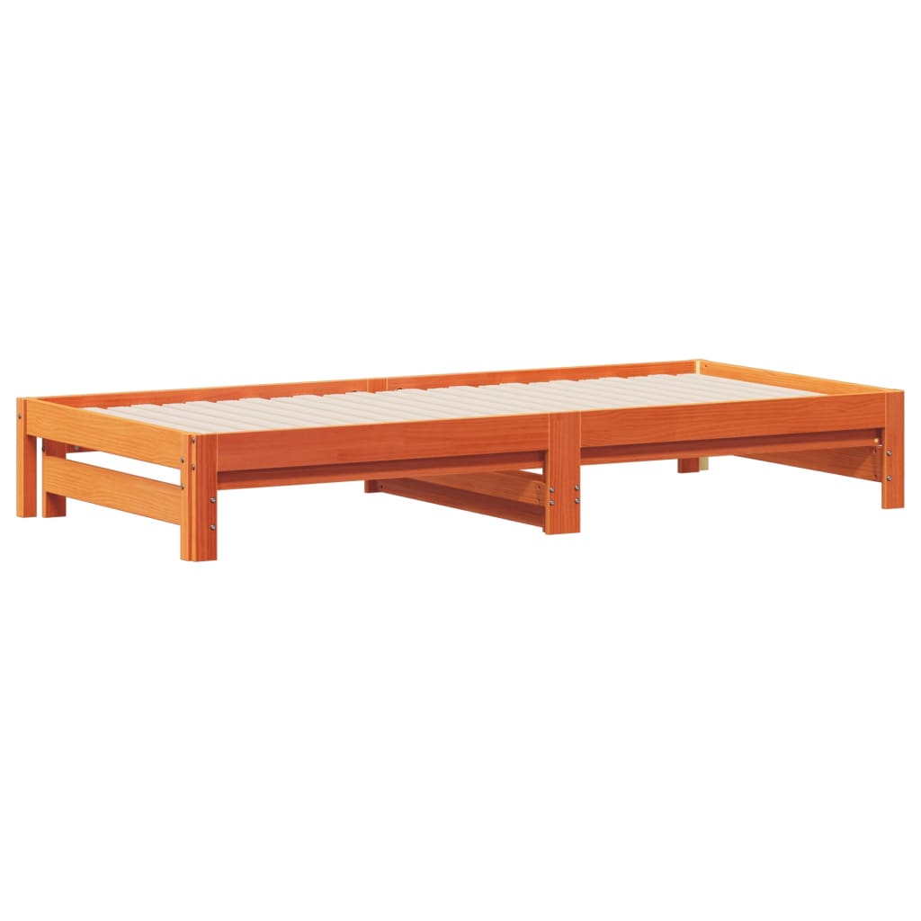 Daybed Extendable Wax Brown 90x200 cm Solid Pine Wood