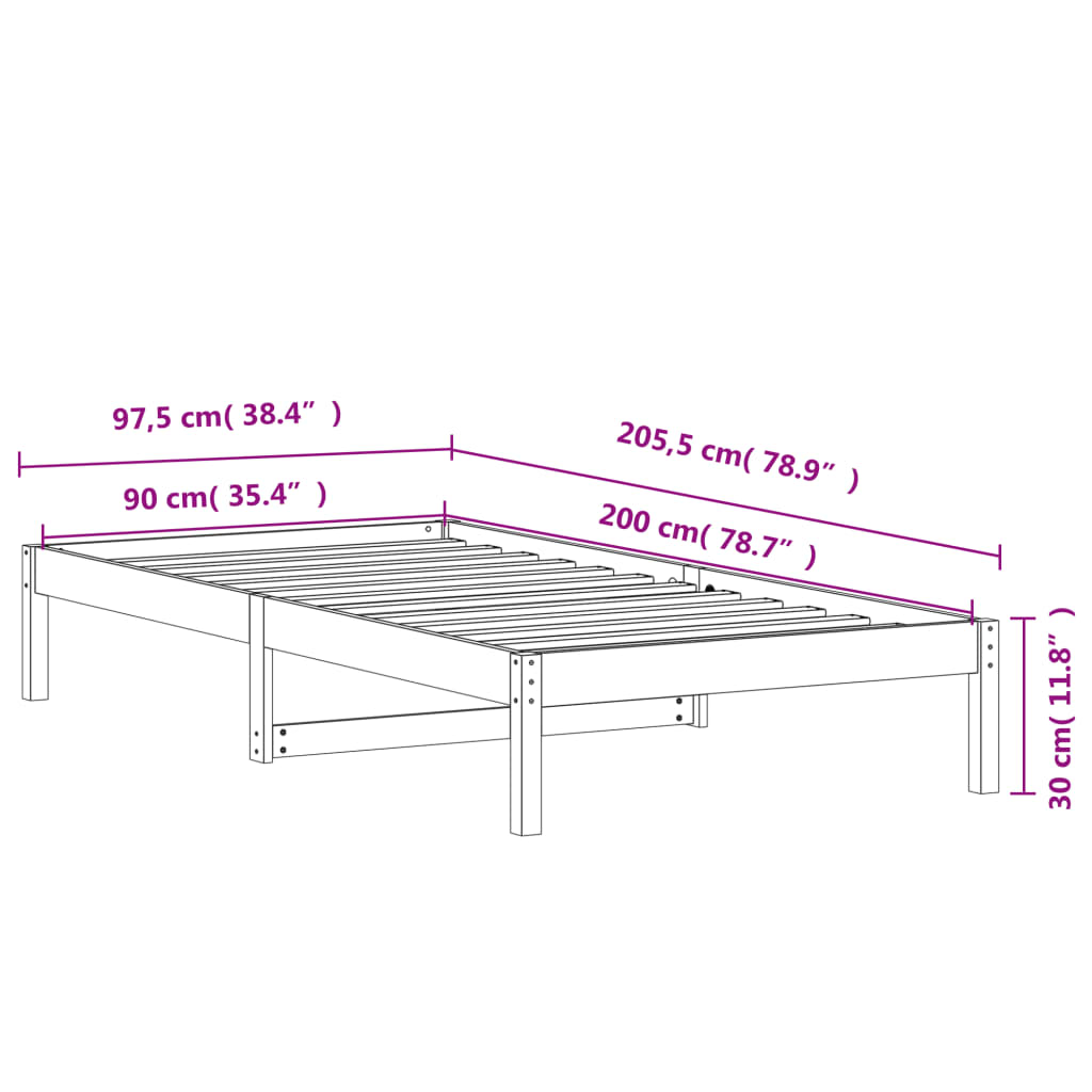 Daybed without mattress wax brown 90x200 cm solid pine wood