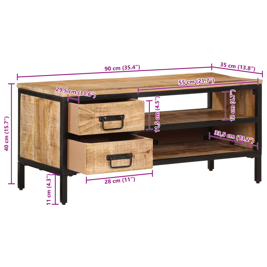 TV-Schrank 90x35x40 cm Massivholz Mango