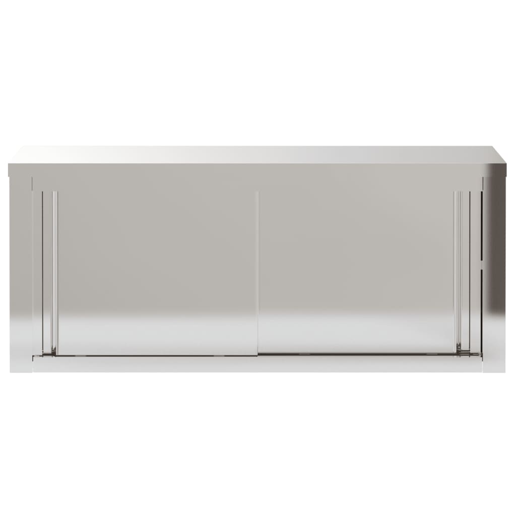 Kitchen wall cabinet with sliding doors stainless steel