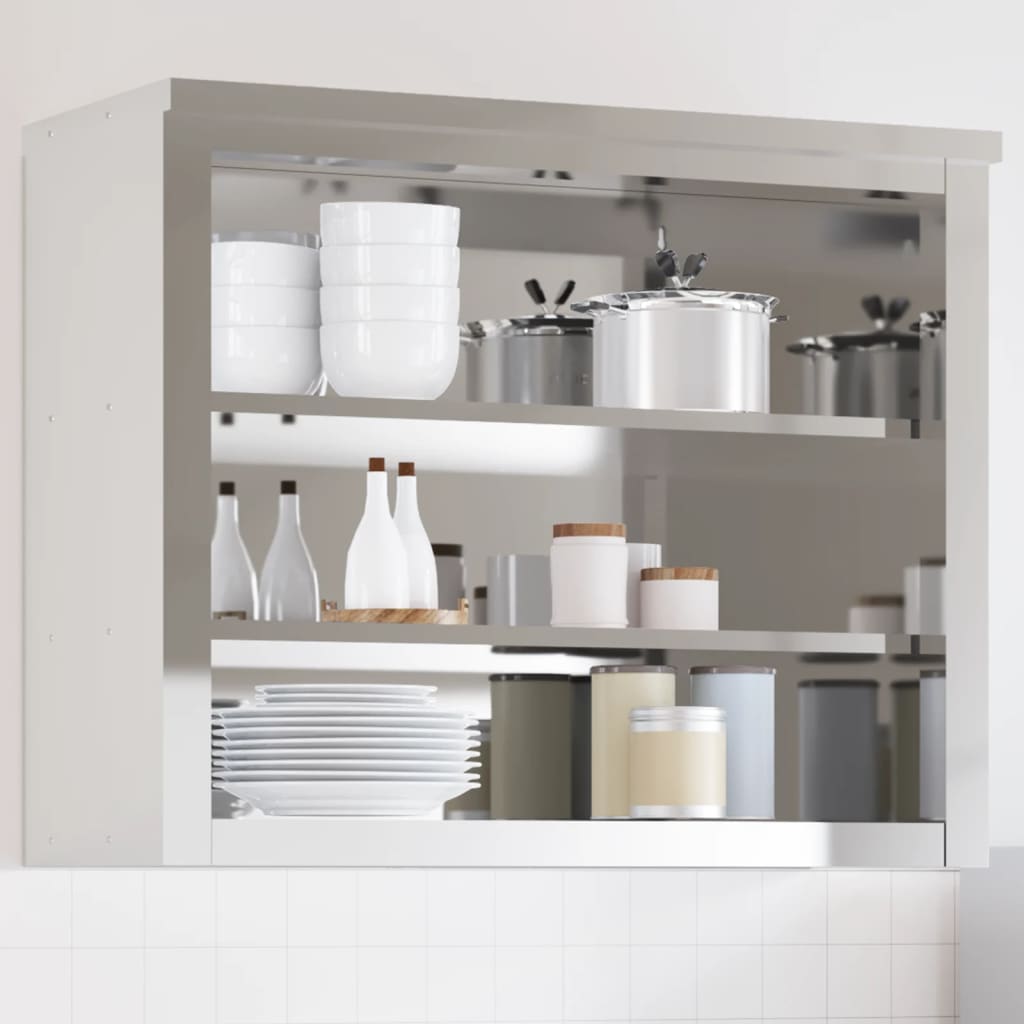 Kitchen wall cabinet with shelves stainless steel