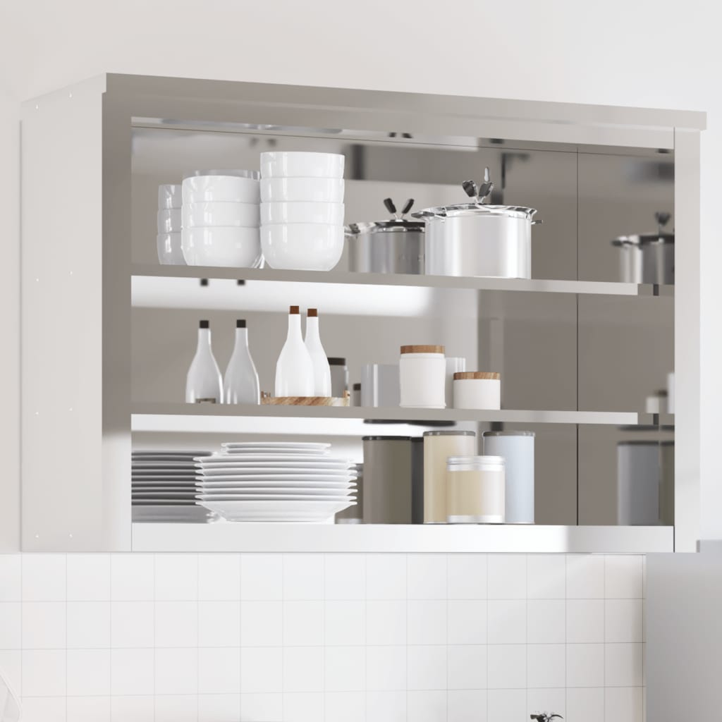 Kitchen wall cabinet with shelves stainless steel