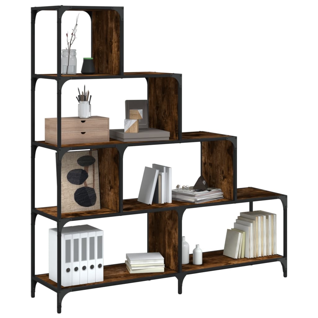 Bookcase 4 levels smoked oak 139x33.5x149 cm wood material