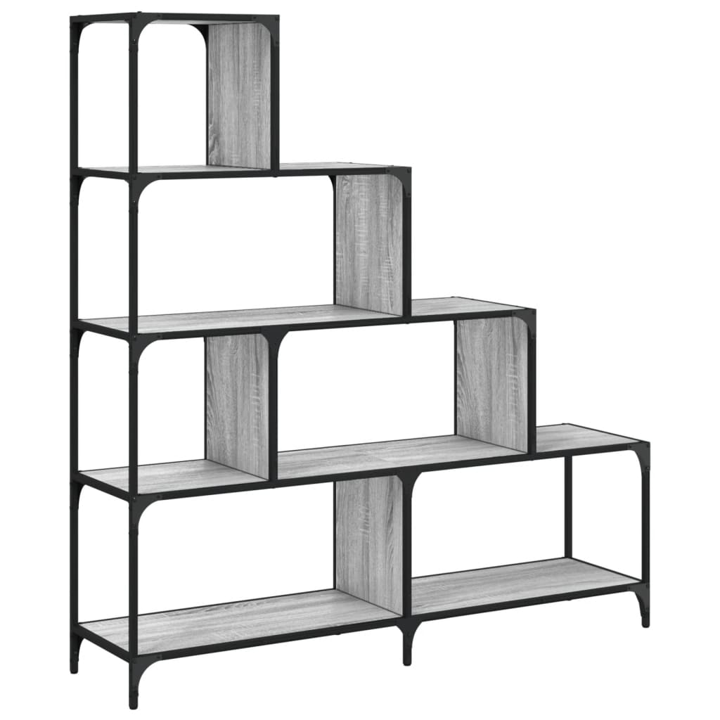 Bookcase 4 Tiers Grey Sonoma 139x33.5x149 cm Wood Material