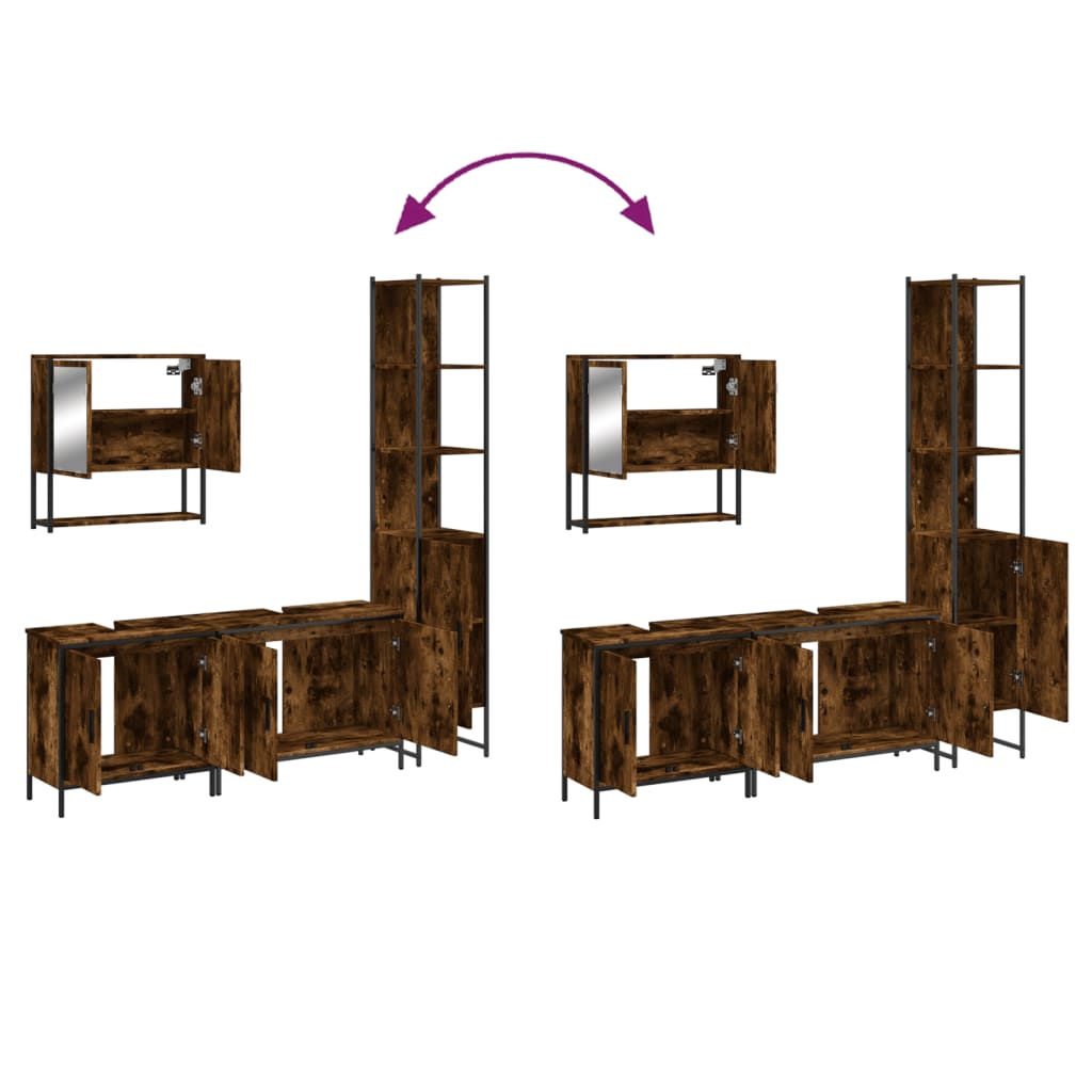 4-tlg. Badmöbel-Set Räuchereiche Holzwerkstoff