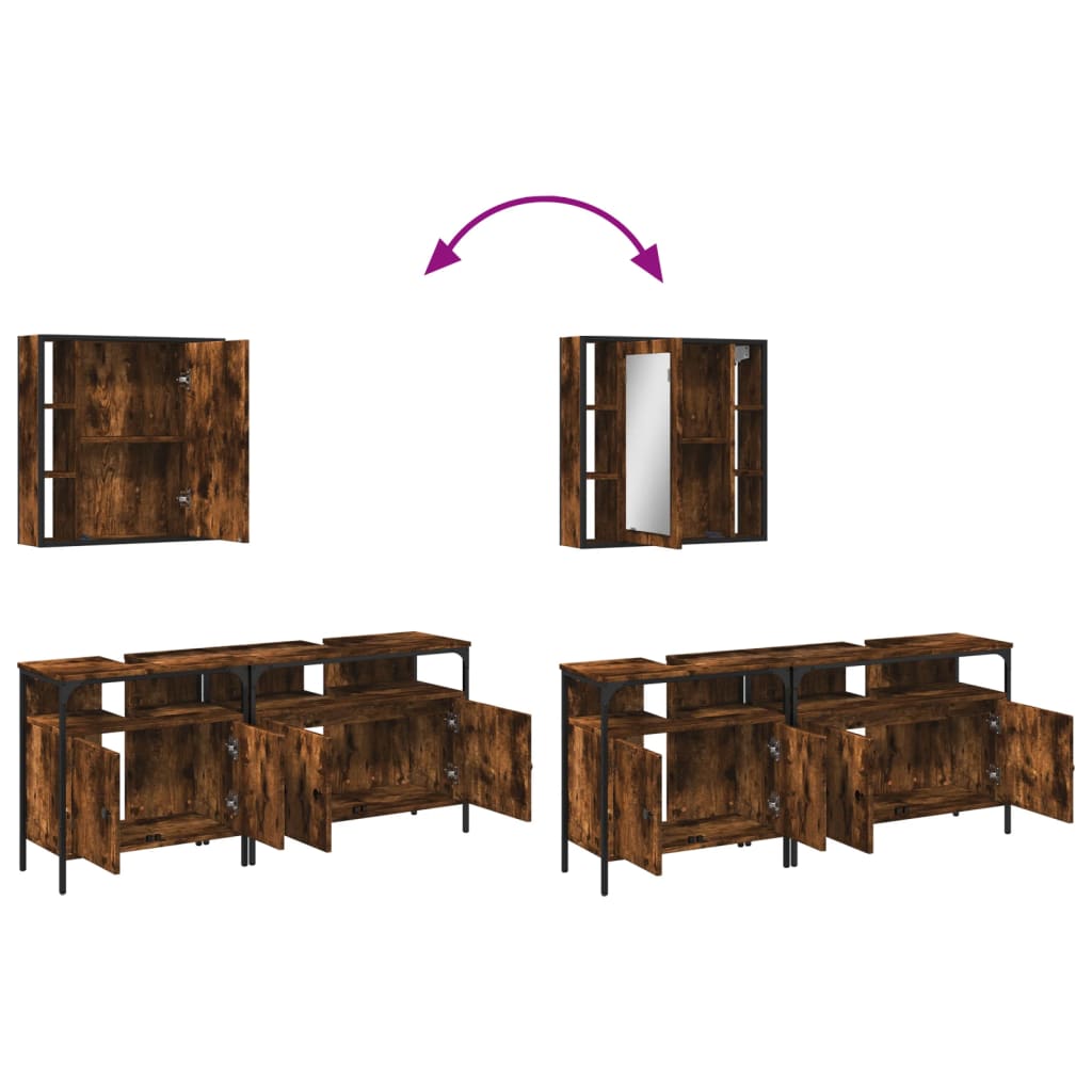 3-tlg. Badmöbel-Set Räuchereiche Holzwerkstoff