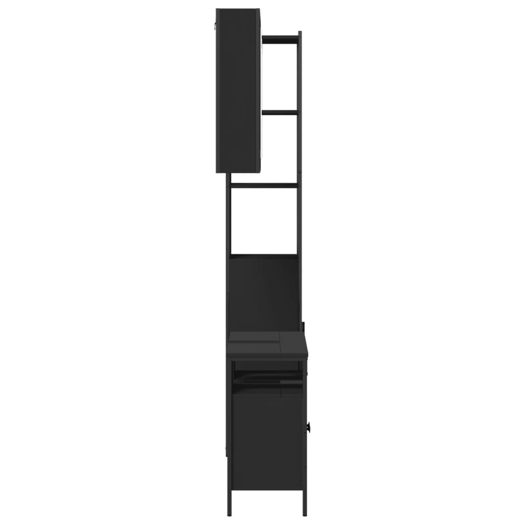 3-tlg. Badmöbel-Set Schwarz Holzwerkstoff