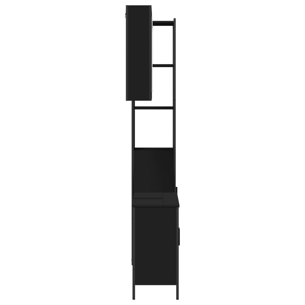 3-tlg. Badmöbel-Set Schwarz Holzwerkstoff