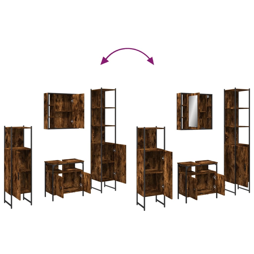 4-tlg. Badmöbel-Set Räuchereiche Holzwerkstoff