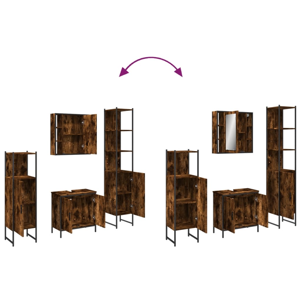 4-tlg. Badmöbel-Set Räuchereiche Holzwerkstoff