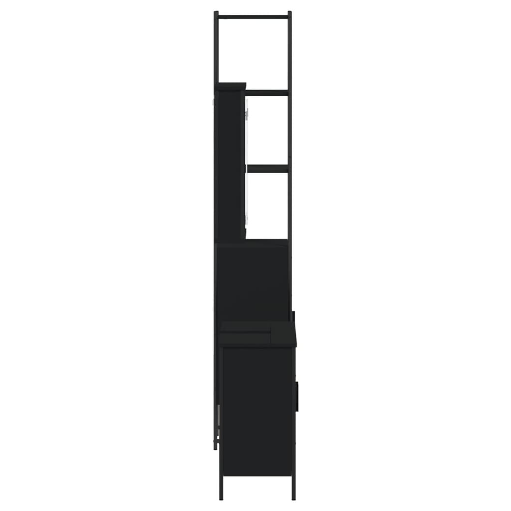 3-tlg. Badmöbel-Set Schwarz Holzwerkstoff