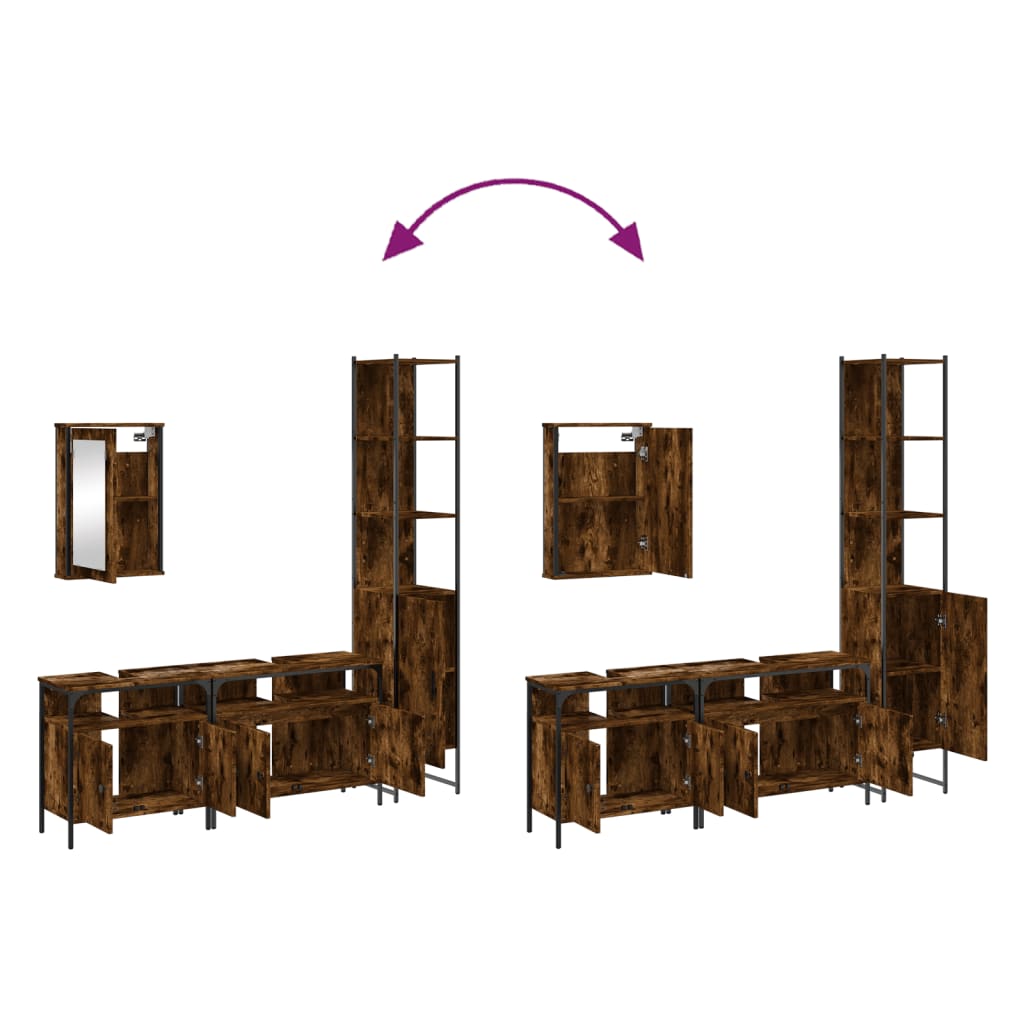 4-tlg. Badmöbel-Set Räuchereiche Holzwerkstoff