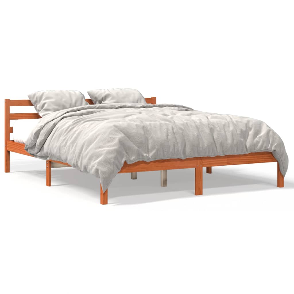 Solid wood bed without mattress wax brown 160x200 pinewood