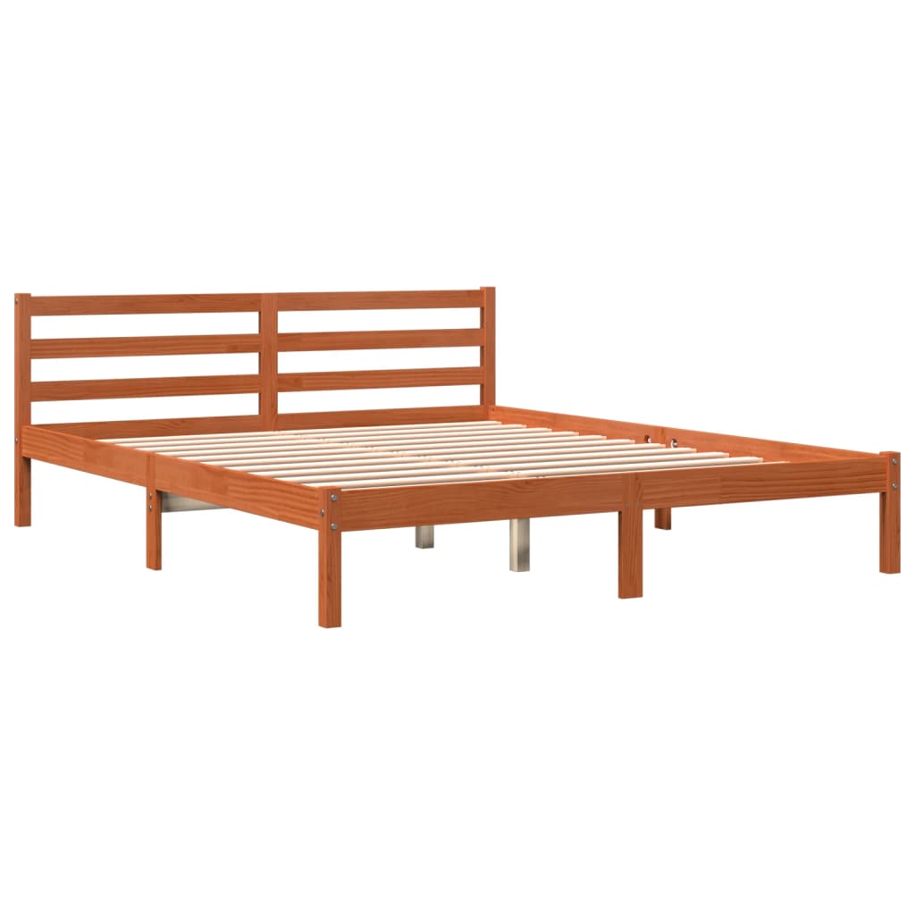 Solid wood bed without mattress wax brown 160x200 pinewood