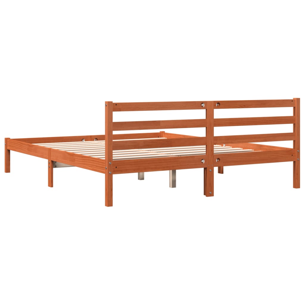 Solid wood bed without mattress wax brown 160x200 pinewood