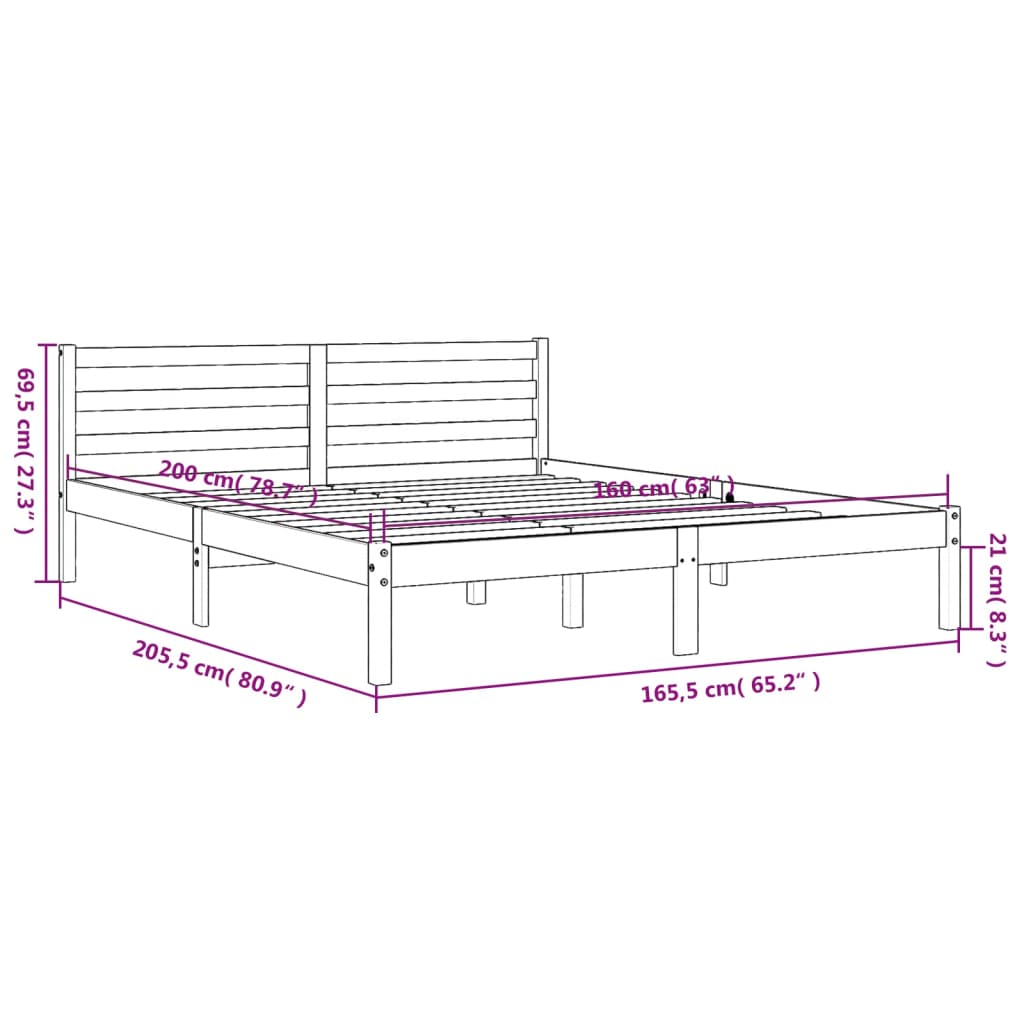 Solid wood bed without mattress wax brown 160x200 pinewood