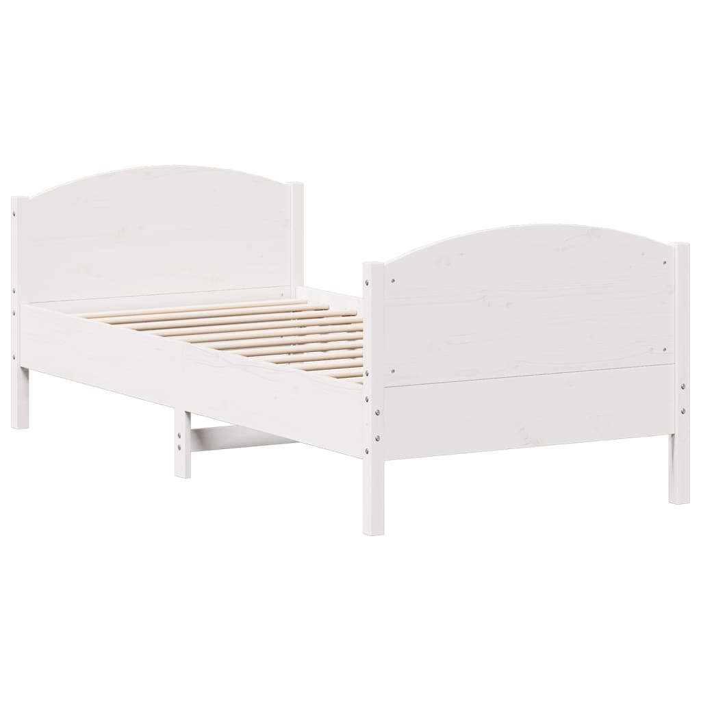 Solid wood bed without mattress white 100x200 cm pinewood