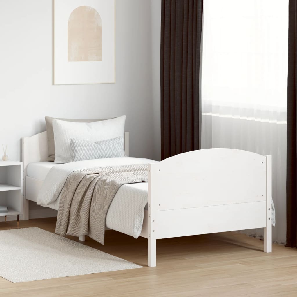 Solid wood bed without mattress white 100x200 cm pinewood