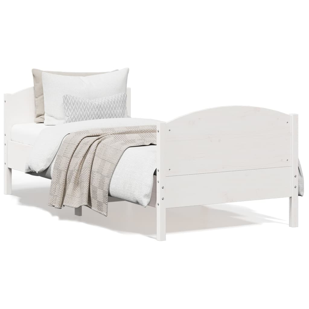 Solid wood bed without mattress white 90x190 cm pinewood