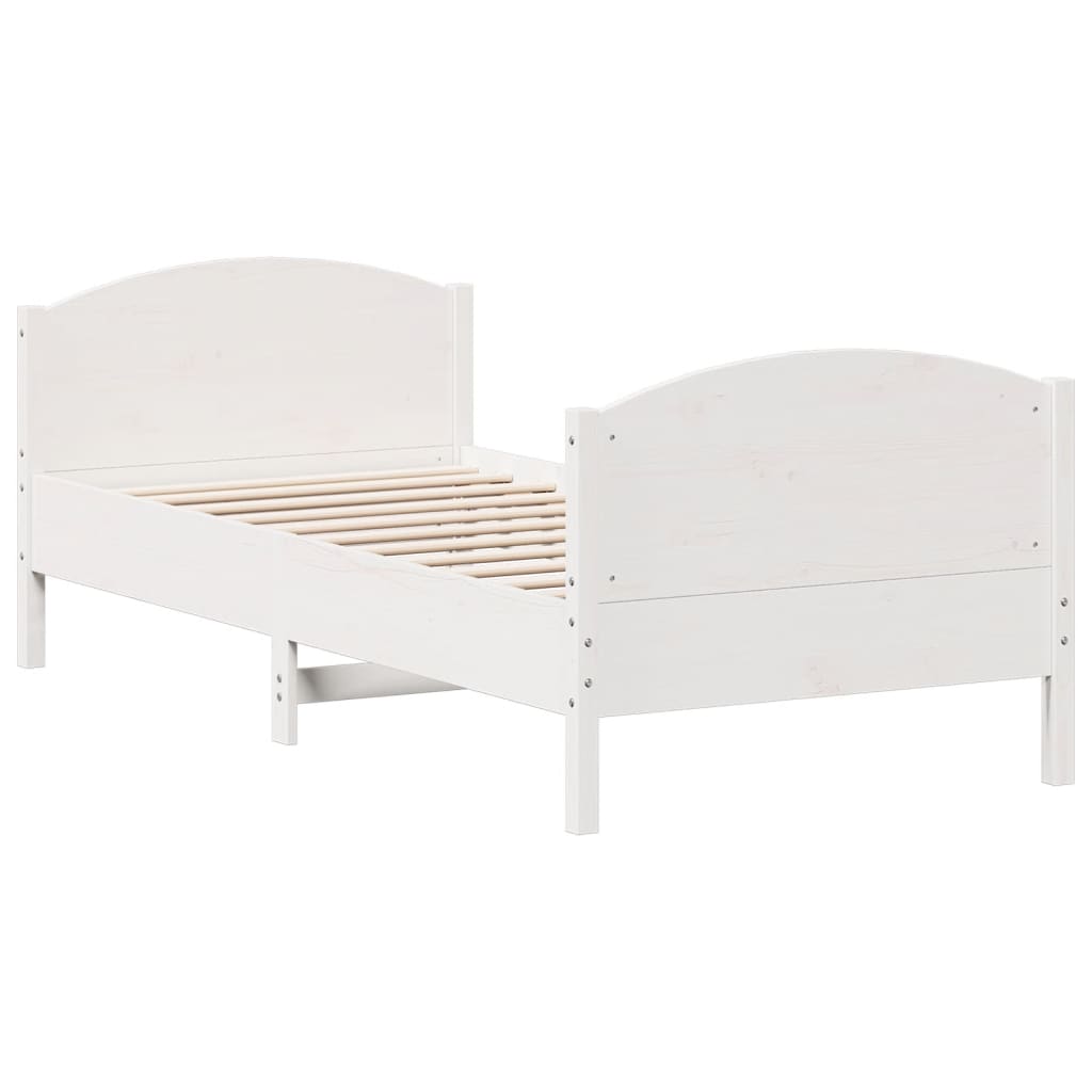 Solid wood bed without mattress white 90x190 cm pinewood