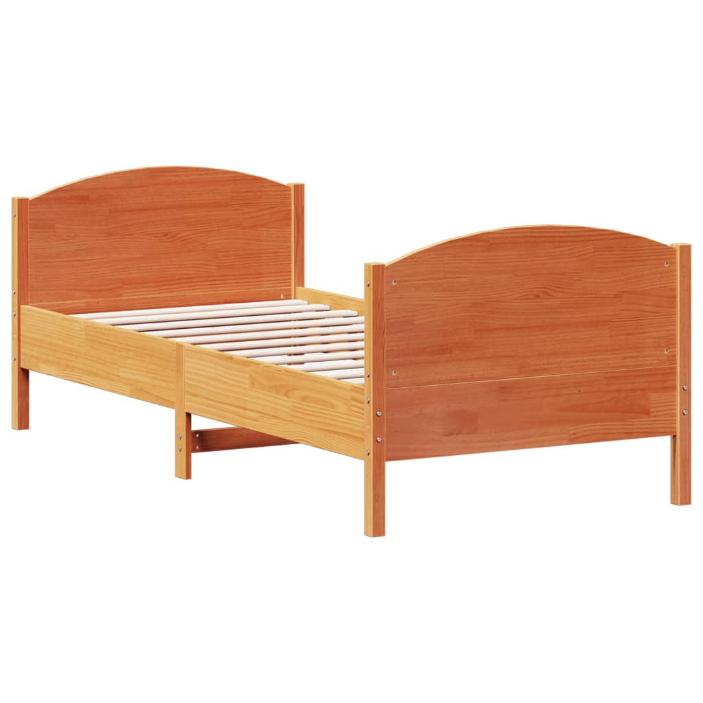 Solid wood bed without mattress wax brown 90x190 cm pinewood