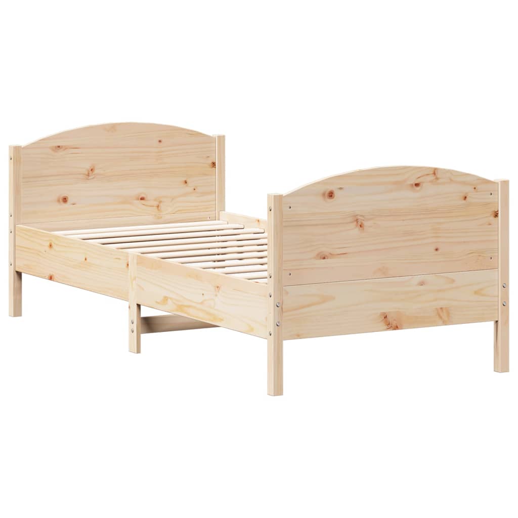 Solid wood bed without mattress 75x190 cm pinewood