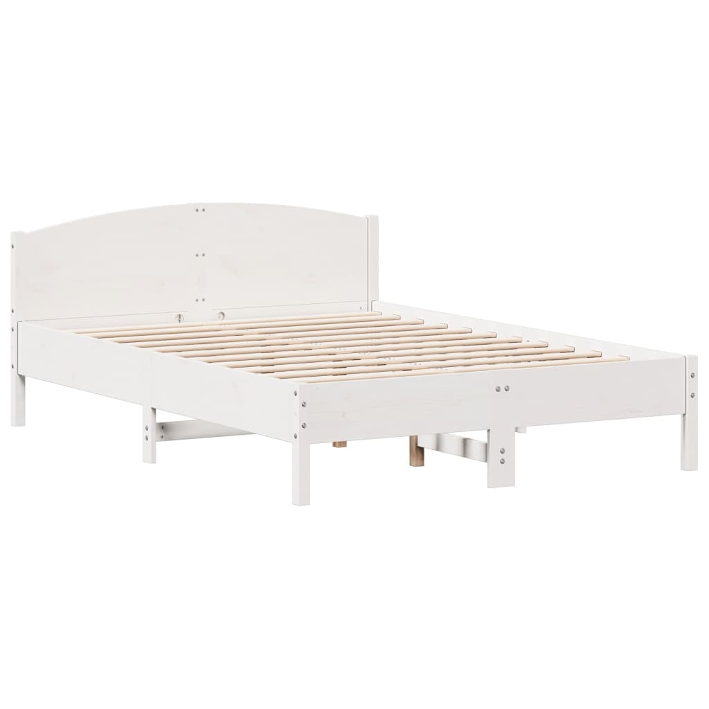 Solid wood bed without mattress white 140x200 cm pinewood