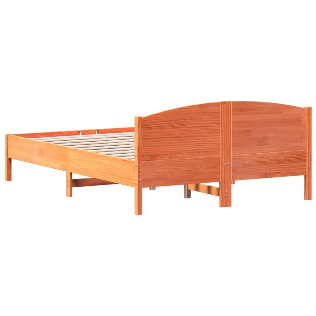 Solid wood bed without mattress wax brown 120x200 cm pinewood