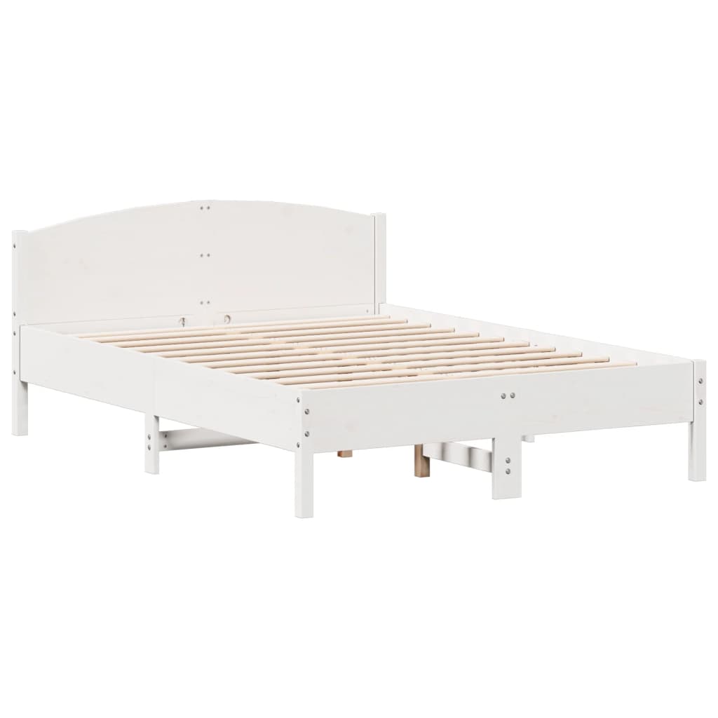 Solid wood bed without mattress white 140x190 cm pinewood