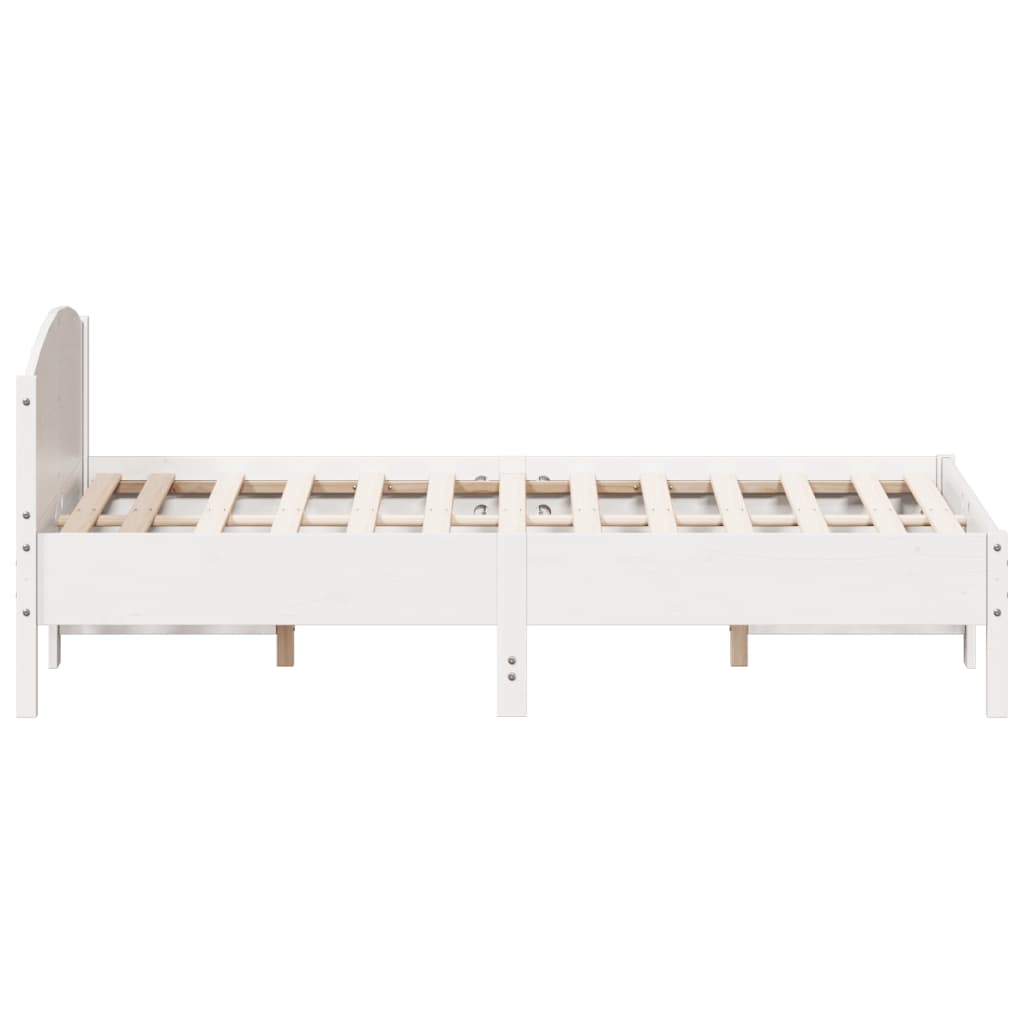 Solid wood bed without mattress white 140x190 cm pinewood