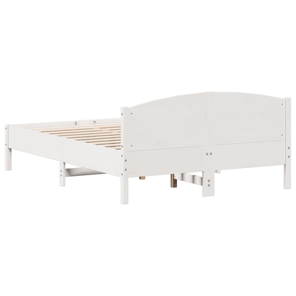 Solid wood bed without mattress white 140x190 cm pinewood