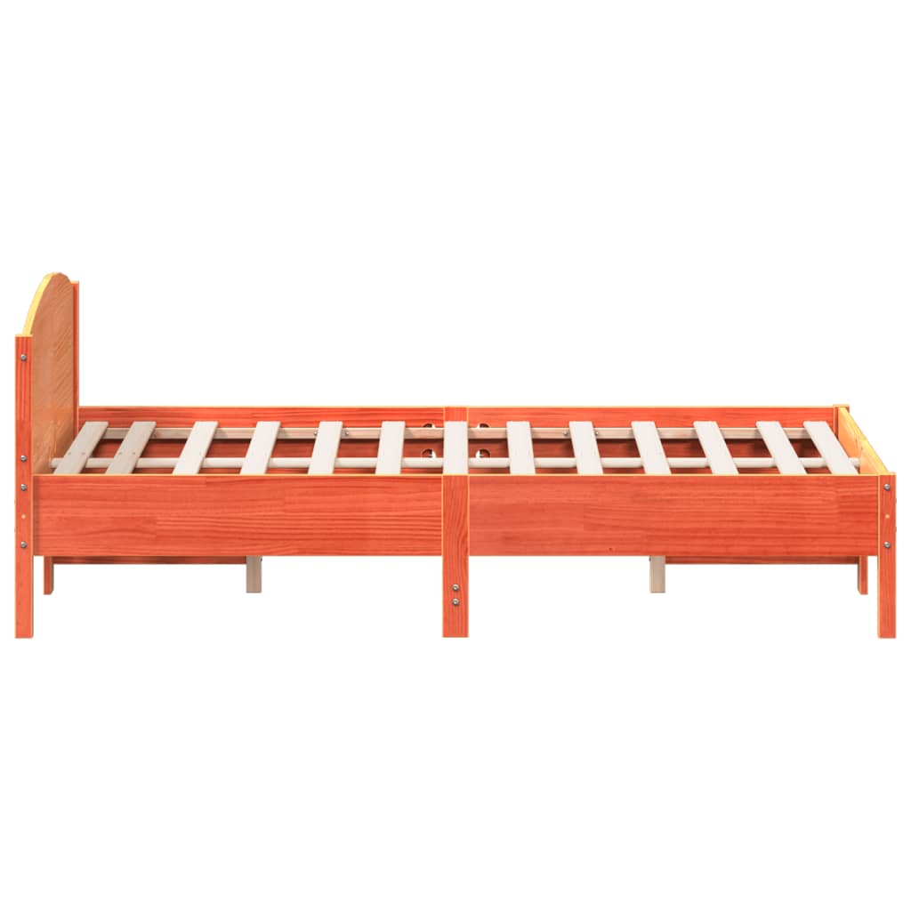 Solid wood bed without mattress wax brown 140x190 cm pinewood