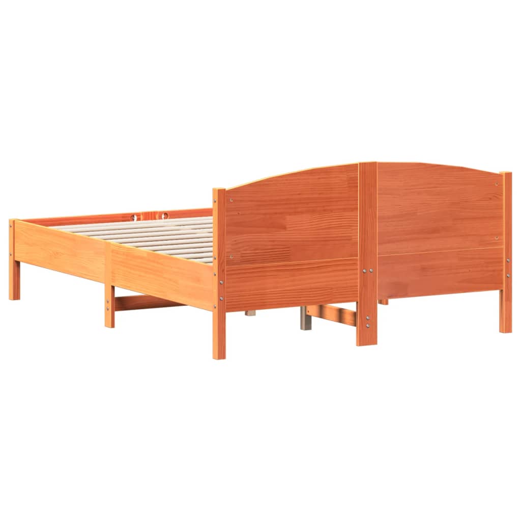 Solid wood bed without mattress wax brown 140x190 cm pinewood