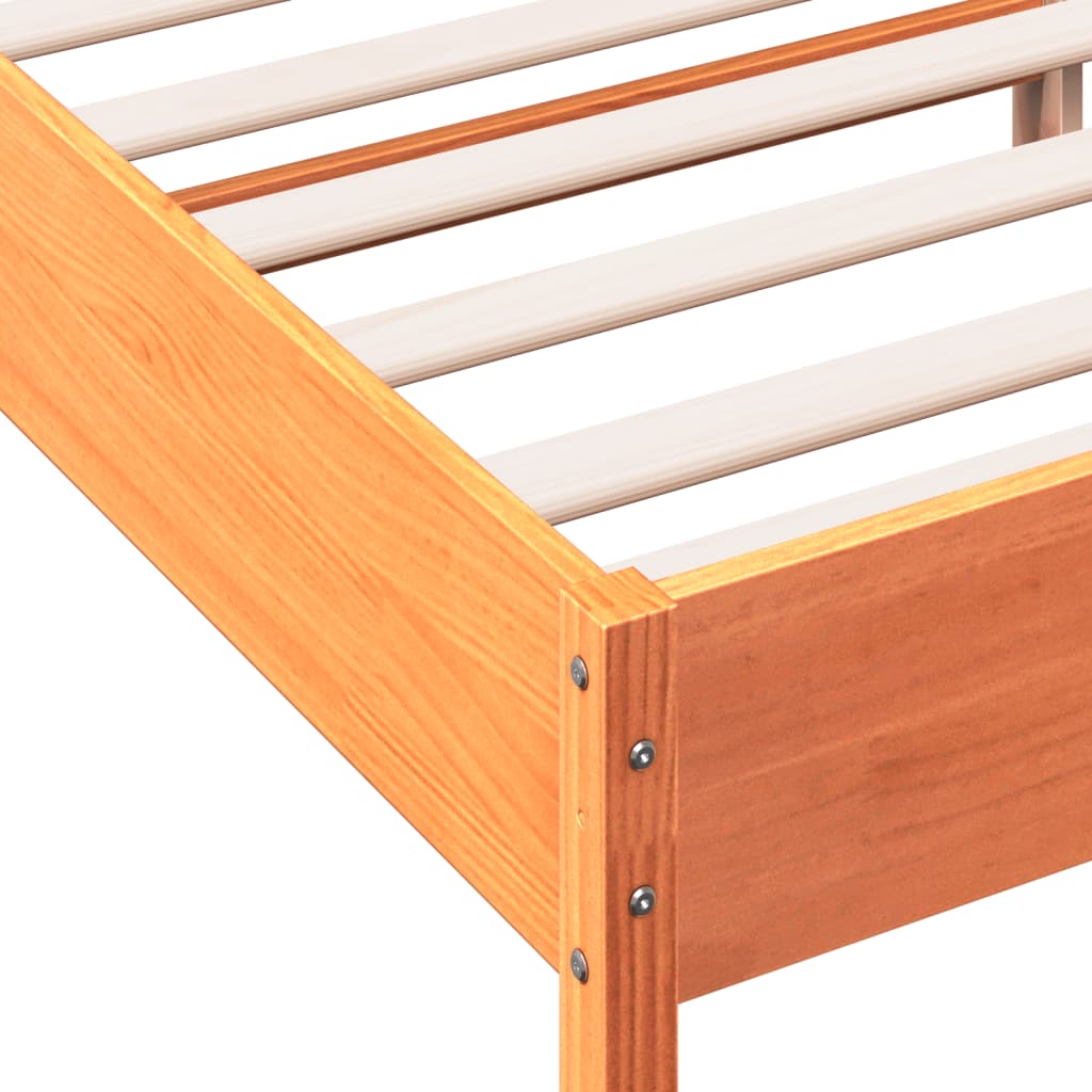 Solid wood bed without mattress wax brown 140x190 cm pinewood