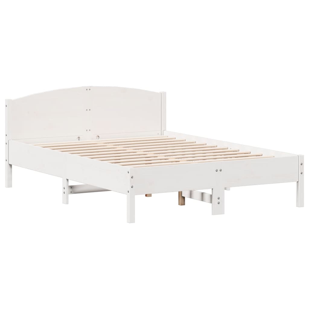 Solid wood bed without mattress white 135x190 cm pinewood