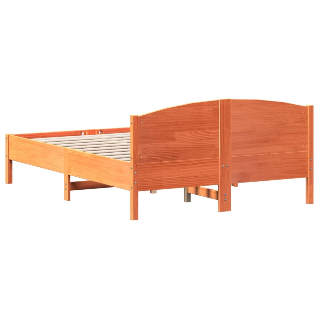 Solid wood bed without mattress wax brown 120x190 cm pinewood