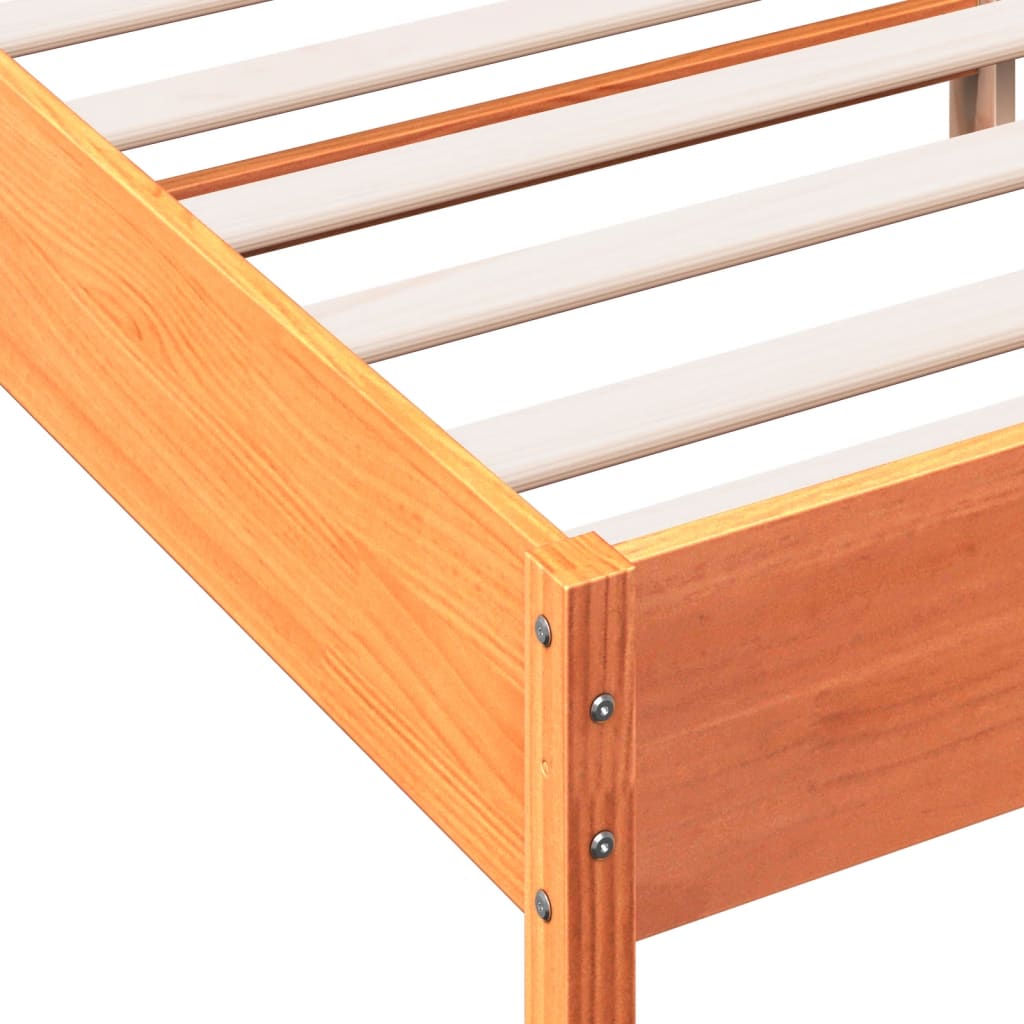 Solid wood bed without mattress wax brown 120x190 cm pinewood