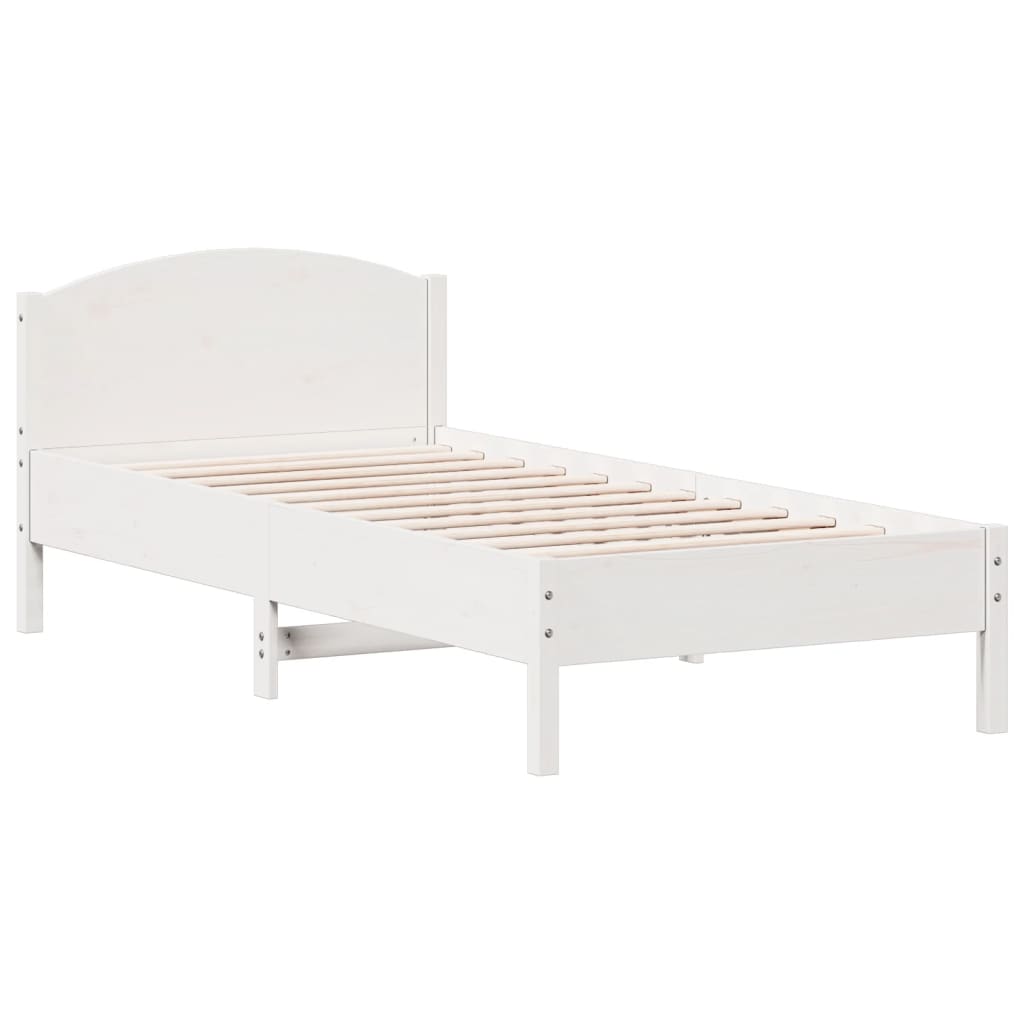 Solid wood bed without mattress white 90x200 cm pinewood