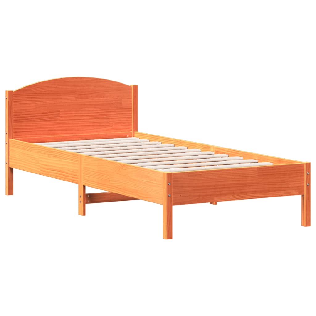 Solid wood bed without mattress wax brown 90x200 pinewood