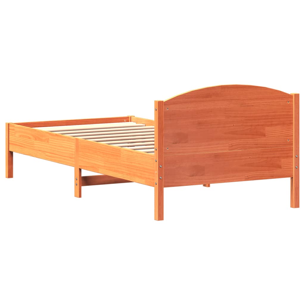 Solid wood bed without mattress wax brown 90x200 pinewood