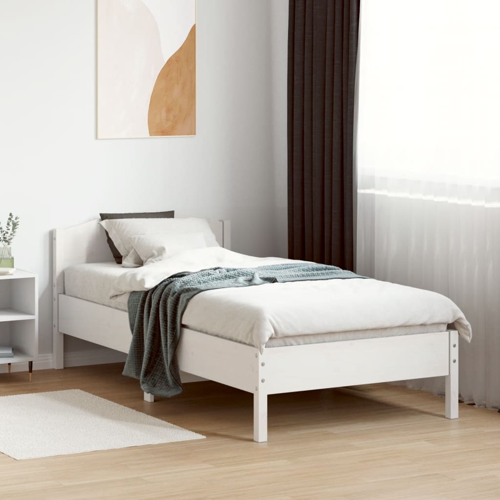 Solid wood bed without mattress white 90x190 cm pinewood