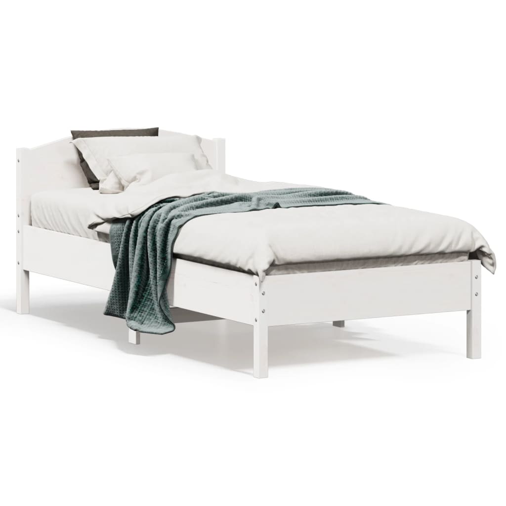 Solid wood bed without mattress white 90x190 cm pinewood