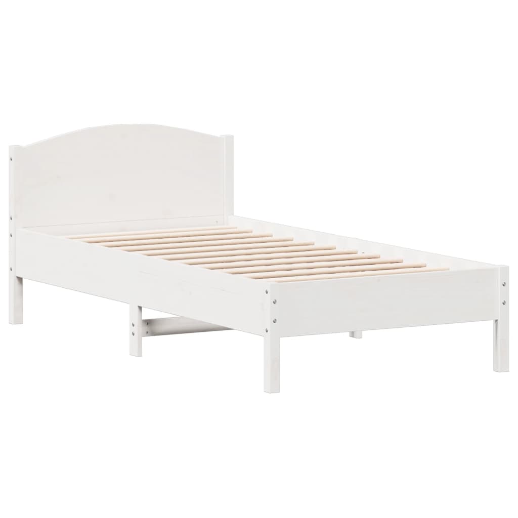 Solid wood bed without mattress white 75x190 cm pinewood