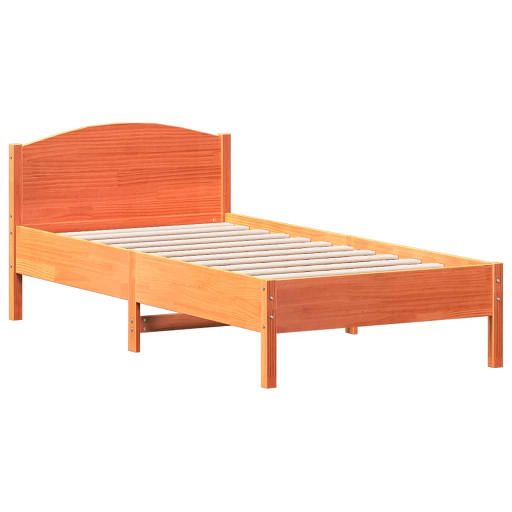 Solid wood bed without mattress wax brown 75x190 cm pinewood