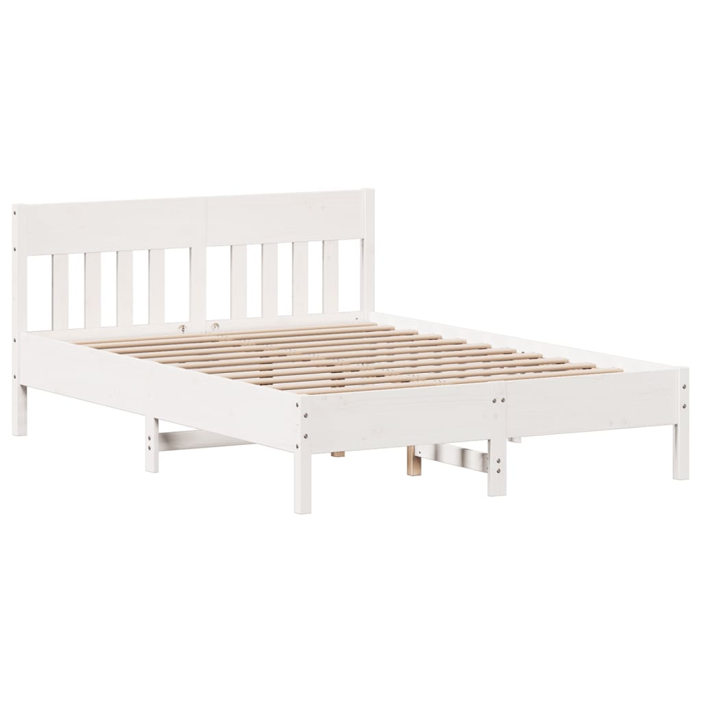 Solid wood bed without mattress white 150x200 cm pinewood