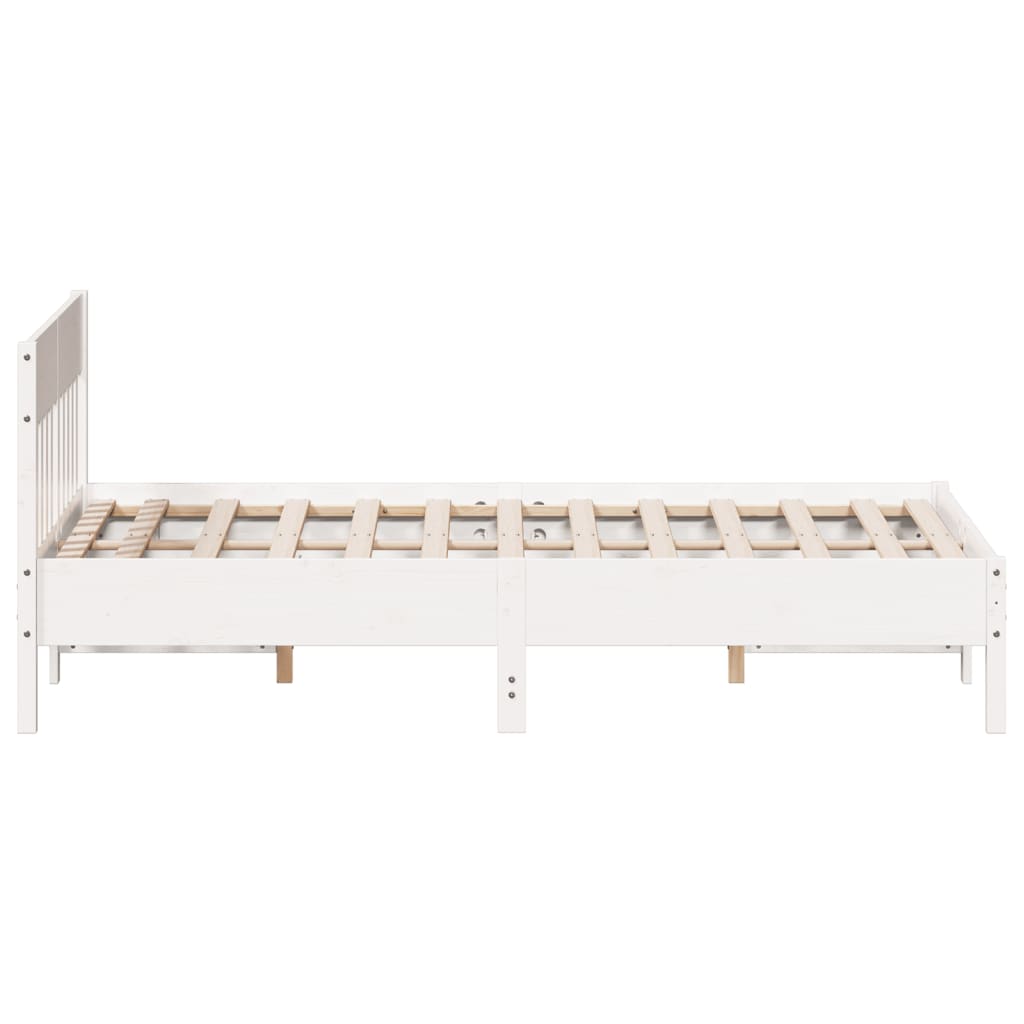 Solid wood bed without mattress white 150x200 cm pinewood