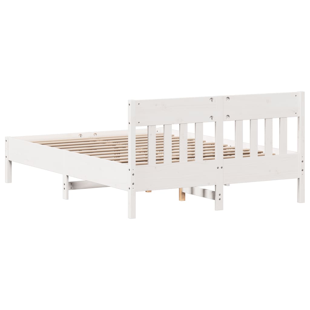 Solid wood bed without mattress white 150x200 cm pinewood